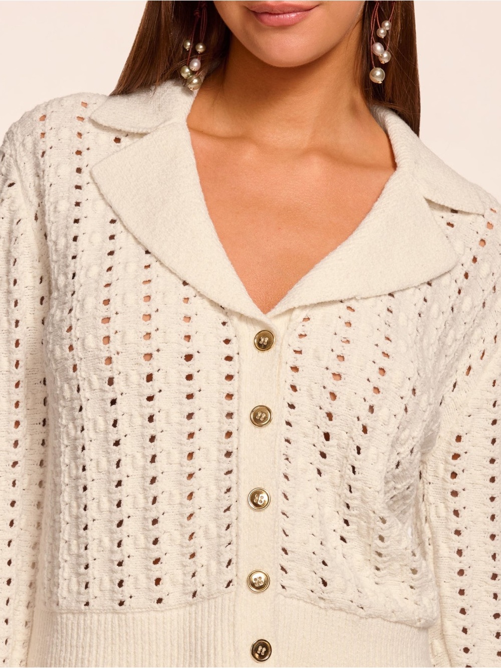 Ramy Brook Ivory Nadia Bauble Knit Cardigan - Picture 2 of 11